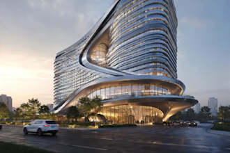 3d render high rise, skyscraper and commercial buildings