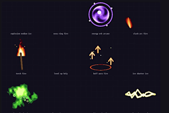 create pixel vfx animation, attack vfx, explosion particle effect, magic spell