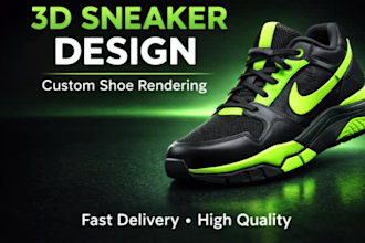 create 3d sneaker, shoes, and footwear design with realistic rendering,animation