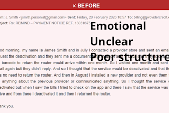 rewrite your complaint, dispute or difficult business email