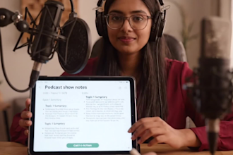 write podcast show notes transcription less than in 24 hours