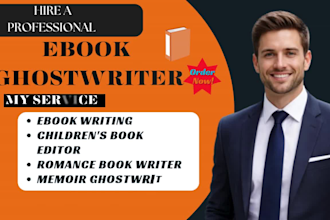 do an ebook writing, memoir writing, romance book writing, children book editing