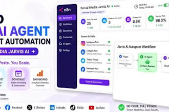 build n8n ai agent social media jarvis ai autopost automation workflow dashboard