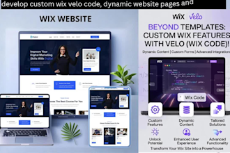 develop custom wix velo code, dynamic website pages and database features