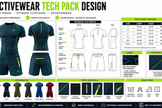 activewear tech pack design fitness wear gym wear tech pack sportswear tech pack