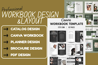 design educational, course, workout, wellness, canva workbook for commerical use