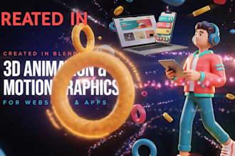 3d animations and motion graphics in blender for website and app animation