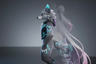 create custom vrchat avatar, furry 3d model and vtuber character