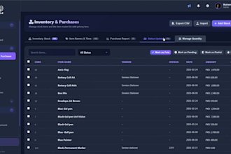 develop inventory dashboard with user management