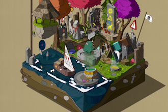 create 2d isometric art, map design and custom illustrations
