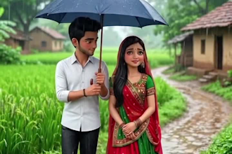 create 3d animated romantic village love story videos
