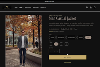 setup shopify product page, tabs, variant picker, size chart, sticky add to cart