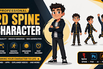 do 2d spine character rigging for you