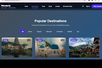 create a travel agency website and tour or booking website