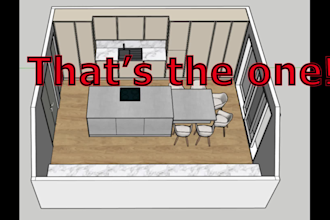 create realistic 3d kitchen design and render