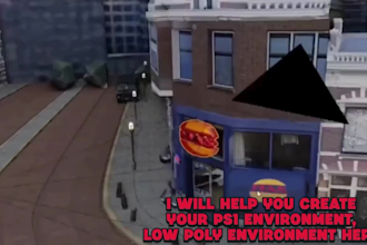 create retro low poly psx or ps1 style buildings for your game