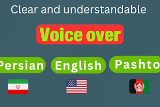 do professional voice over in pashto persian and english