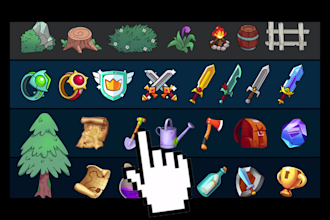 create 2d mobile game icons and items