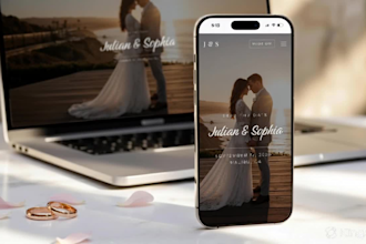 create a premium minimalist wedding website with rsvp