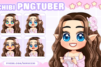 draw custom chibi pngtuber giftuber character model for streaming