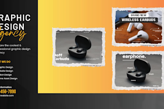 design professional earbuds ads and product graphics