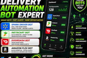 develop instacart bot, spark driver bot, doordash bot, amazon flex bot