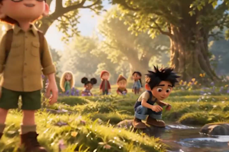create a children book trailer in cinematic, anime or 3d animation