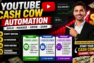 create and manage a profitable youtube cash cow automation channel