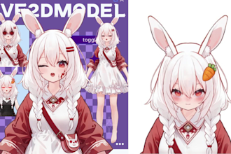 draw live2d vtuber model rigging and custom debut asset toggles for vtube studio