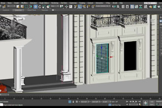 desig building facade and interior design with photorealistic