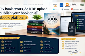 fix book error, do kpd upload, publish your book on all ebook platforms