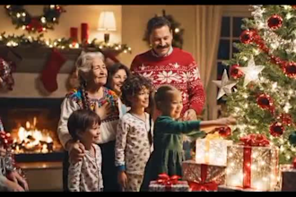 create an ai christmas and new year festive animation video with music