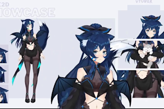 draw and 2d vtuber model, 3d v tuber , v tuber, vtuber rigging ,female vtuber