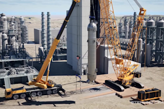 animate industrial construction, heavy equipment, oil rigging and crane lifts