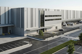 design 3d warehouse, factory model, industrial building with plant layout render