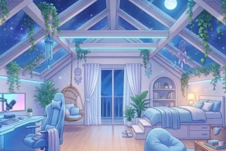 design a custom vtuber background, twitch overlay, streaming overlay
