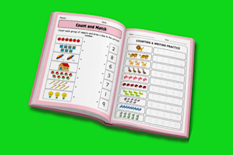 format educational textbook redesign children workbook, kids activity book