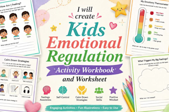 create kids emotional regulation activity workbook and worksheet