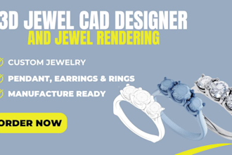 create a modern 3d cad jewelry design molding ready jewelry cad and rendering