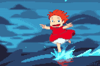 create a pixel art lofi loop animation gif for stream overlay and twitch overlay
