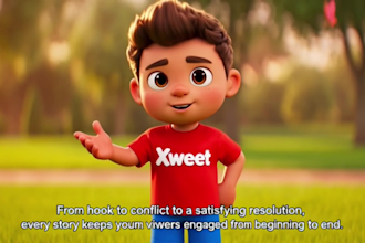 create cinematic 3d kids cartoon storytelling videos