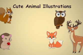 create cute animal illustrations for kids projects