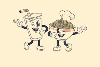 make hand drawn vintage retro illustration logo design