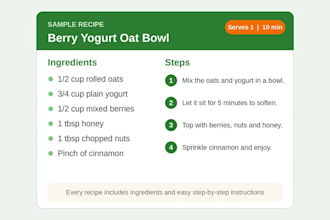 create a healthy recipes and a custom meal plan