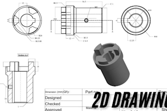 do professional 3d cad modeling and 2d mechanical drafting in solidworks, creo