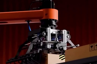 create 3d robotic arm automation, 3d factory process and conveyor belt animation