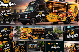 design professional 3d food truck wrap and vehicle templates