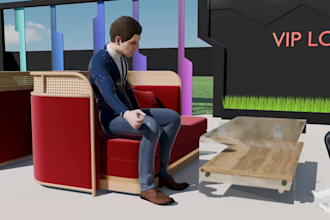 design luxury VIP lounge and premium exhibition stall in 3d