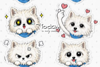 design cute animals emoticon, stickers, chibi