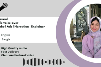 record a professional english and bangla female voice over